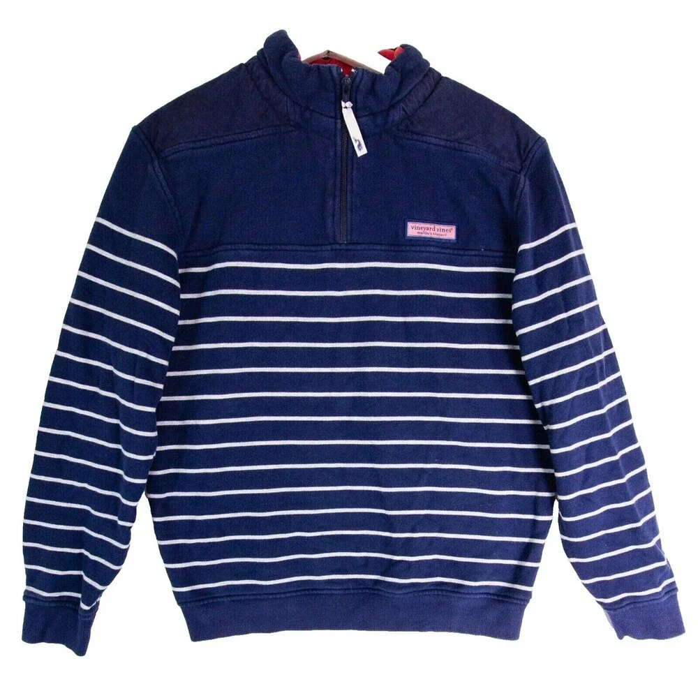 Vineyard Vines Men's 1/4 Zip Casual Pullover Sweater Adult Size Small Blue Logo